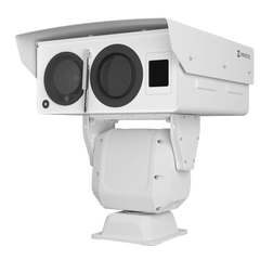 PTZ Punta de Poste IP Dual / Lente Térmico 100 mm (640 X 512) / Lente Óptico 56X Zoom (4 MP) / 800 mts IR Laser / 36 VCC / IP66 / Recubrimiento Anticorrosivo