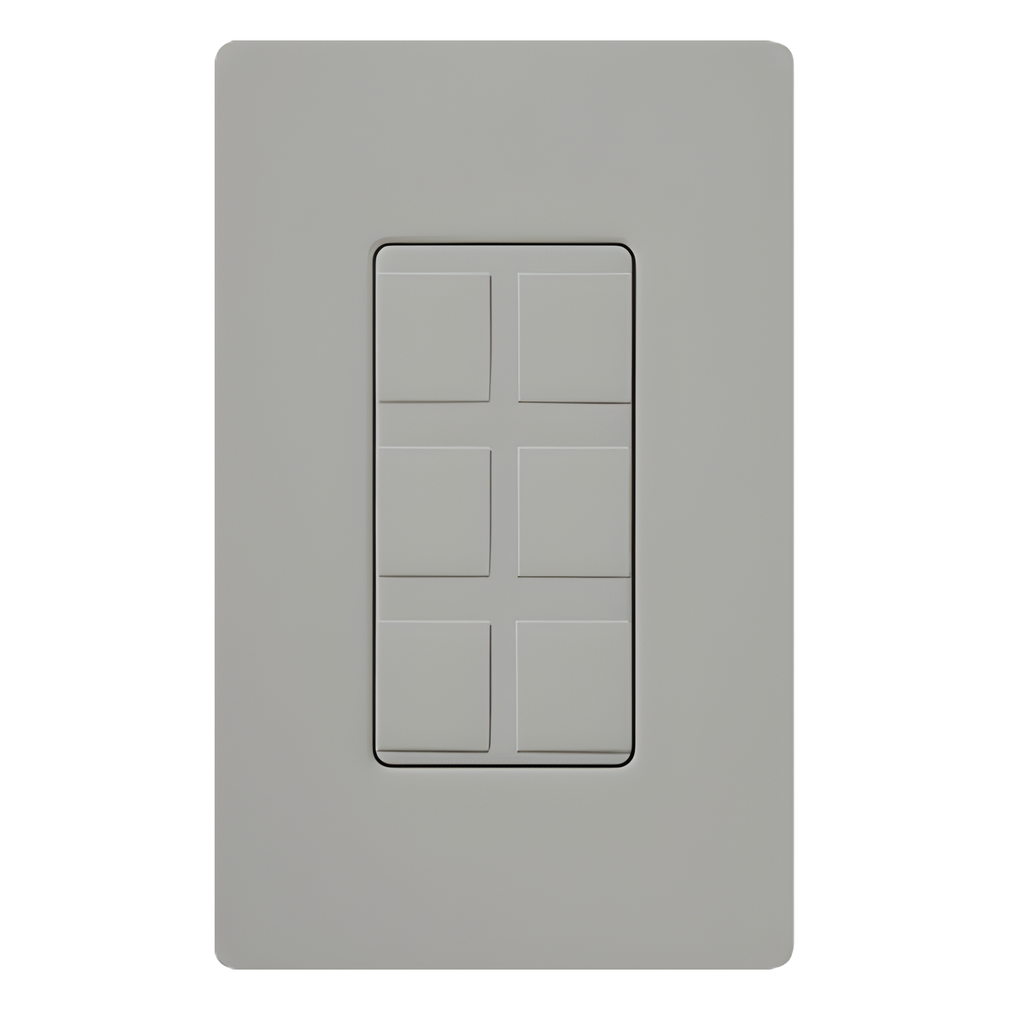 Marco de 6 puertos color gris para conectores snap-in de red, fibra, coaxial y telefonía, línea Claro, incluye 6 insertos ciegos; placa de pared se vende por separado