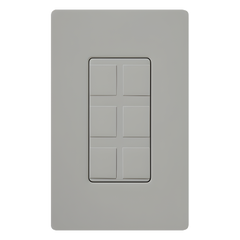 Marco de 6 puertos color gris para conectores snap-in de red, fibra, coaxial y telefonía, línea Claro, incluye 6 insertos ciegos; placa de pared se vende por separado
