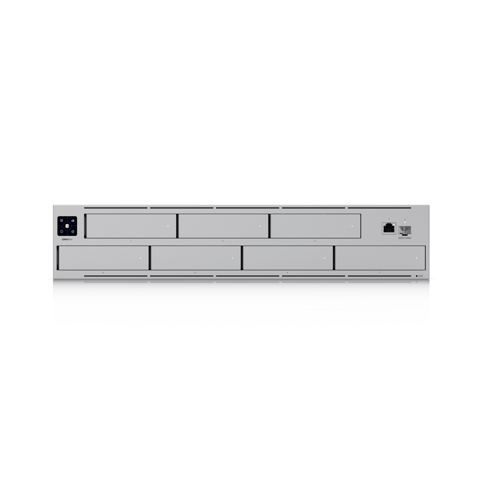 UNAS Pro Servidor de Almacenamiento en Red de 2U Rack con (7) Bahías para HDD/SSD de 2.5/3.5" con 1 Puerto 10GbE  y 1 Puerto SFP+ 10G