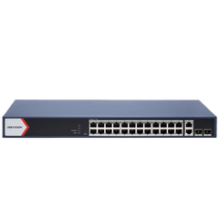 Switch Gigabit PoE+ / Administrable / 24 Puertos 1000 Mbps PoE+ / 2 Puertos 1000 Mbps Uplink / 2 Puertos SFP Uplink / Configuración Nube desde Hik-PartnerPro / Modo Extendido hasta 300 Metros / 370 W