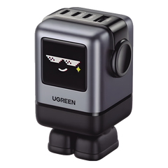 Cargador RobotGaN de 100W Serie UNO | 4 Puertos de Carga Rápida | 3 USB-C | 1 USB-A | PD 3.0 | QC 4.0 | Carga Inteligente | Tecnología GaN II | Zapato Magnético Extraíble | Carcasa Ignífuga | Pantalla LED