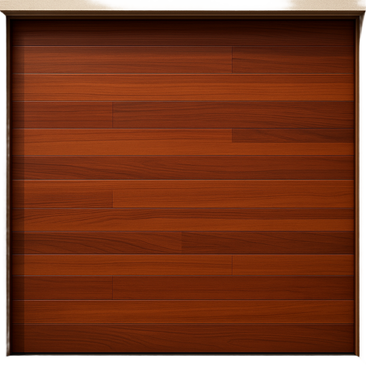 Seccion para puerta de Garage / Acabado laminado PREMIUM / Panel de 18" / Color Cafe / Imitacion Duela / 16 pies Ancho / Estilo Americana.