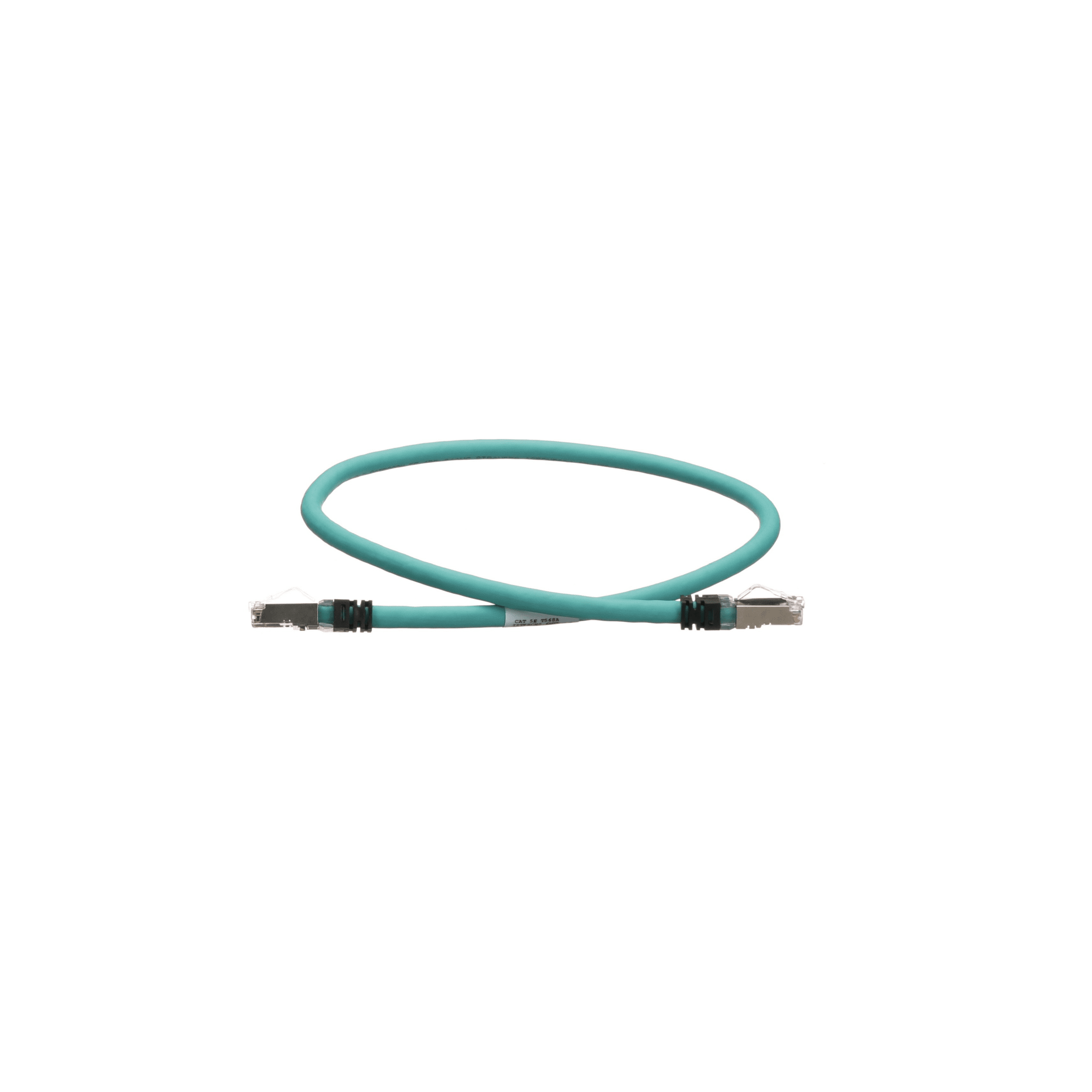 Patch Cord Cat5e de Grado Industrial 600V, Blindado SF/UTP, Calibre 24 AWG, Color Aqua, 60 cm (23.62 pulgadas).