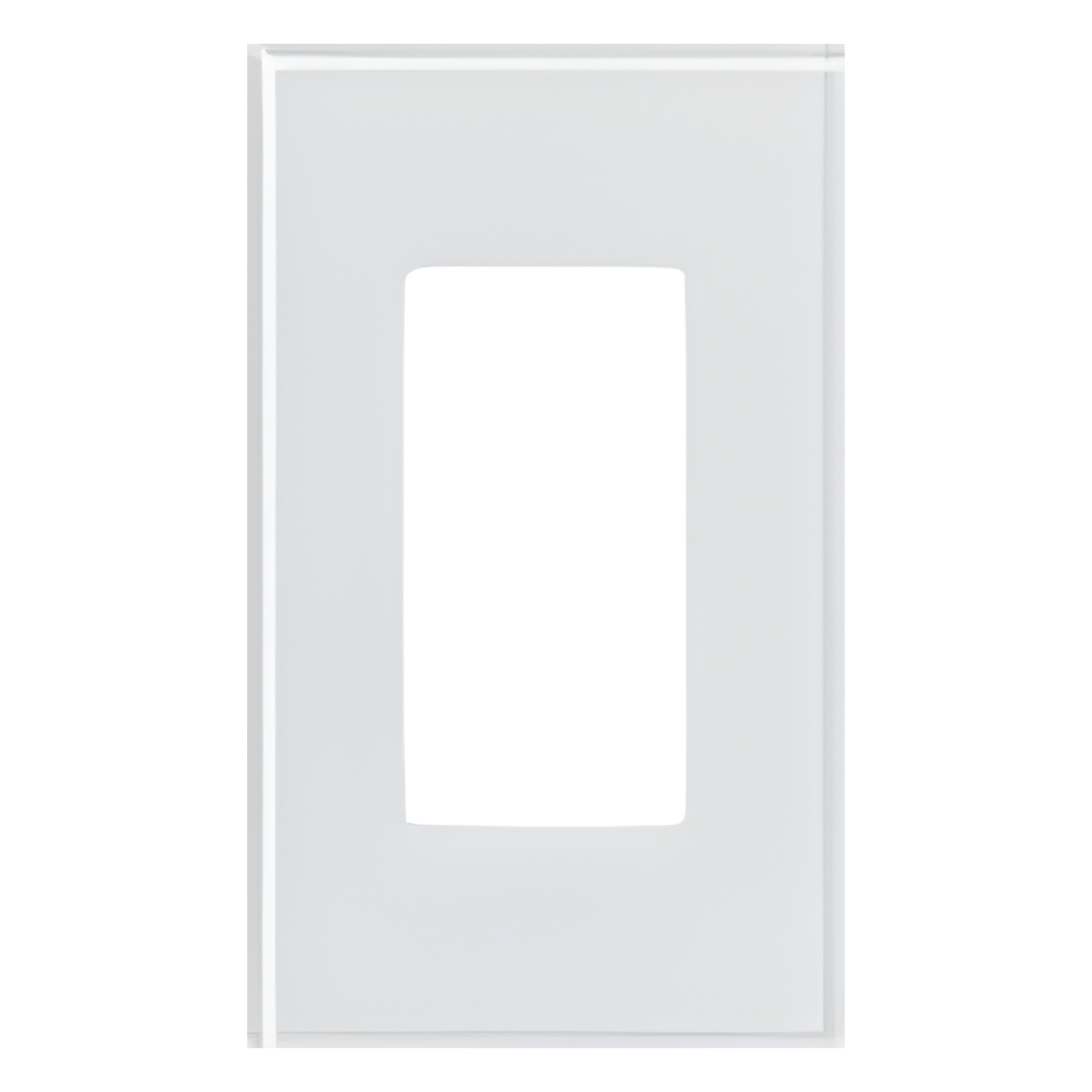 Placa frontal de cristal de 1 espacio para atenuadores, teclados y controles Pico Lutron con apertura tipo Designer, sin tornillos visibles, cristal claro con pintura blanca
