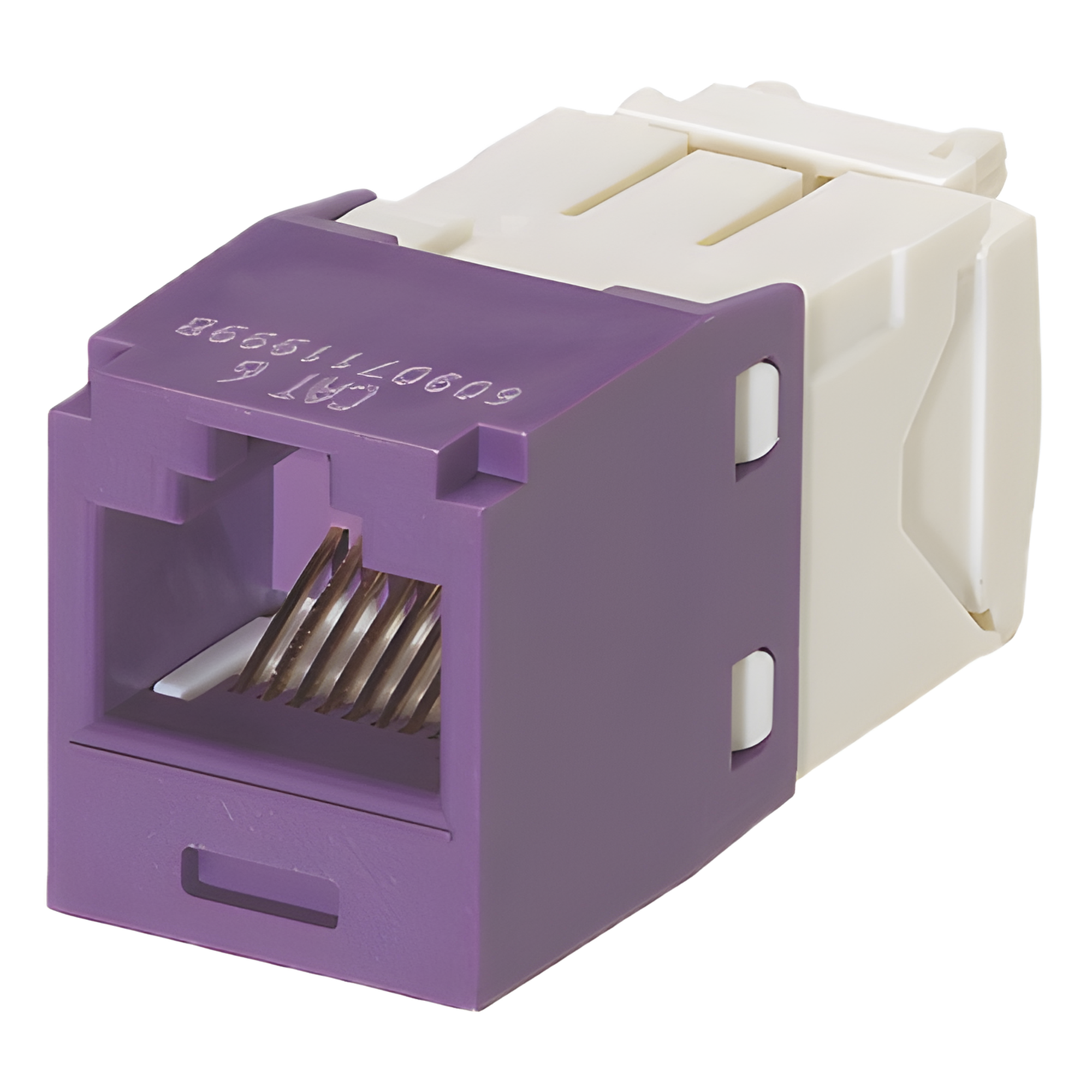 Conector Jack RJ45 Estilo TG, Mini-Com, Categoría 6, de 8 Posiciones y 8 Cables, Color Violeta