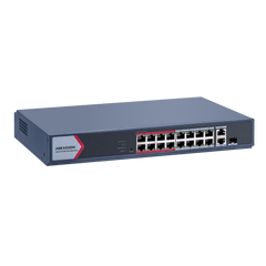 Switch PoE+ / Monitoreable / 16 Puertos 10/100 Mbps PoE+ / 2 Puertos 1000 Mbps Uplink / 1 Puerto SFP Uplink / Modo Extendido hasta 300 Metros / 130 W