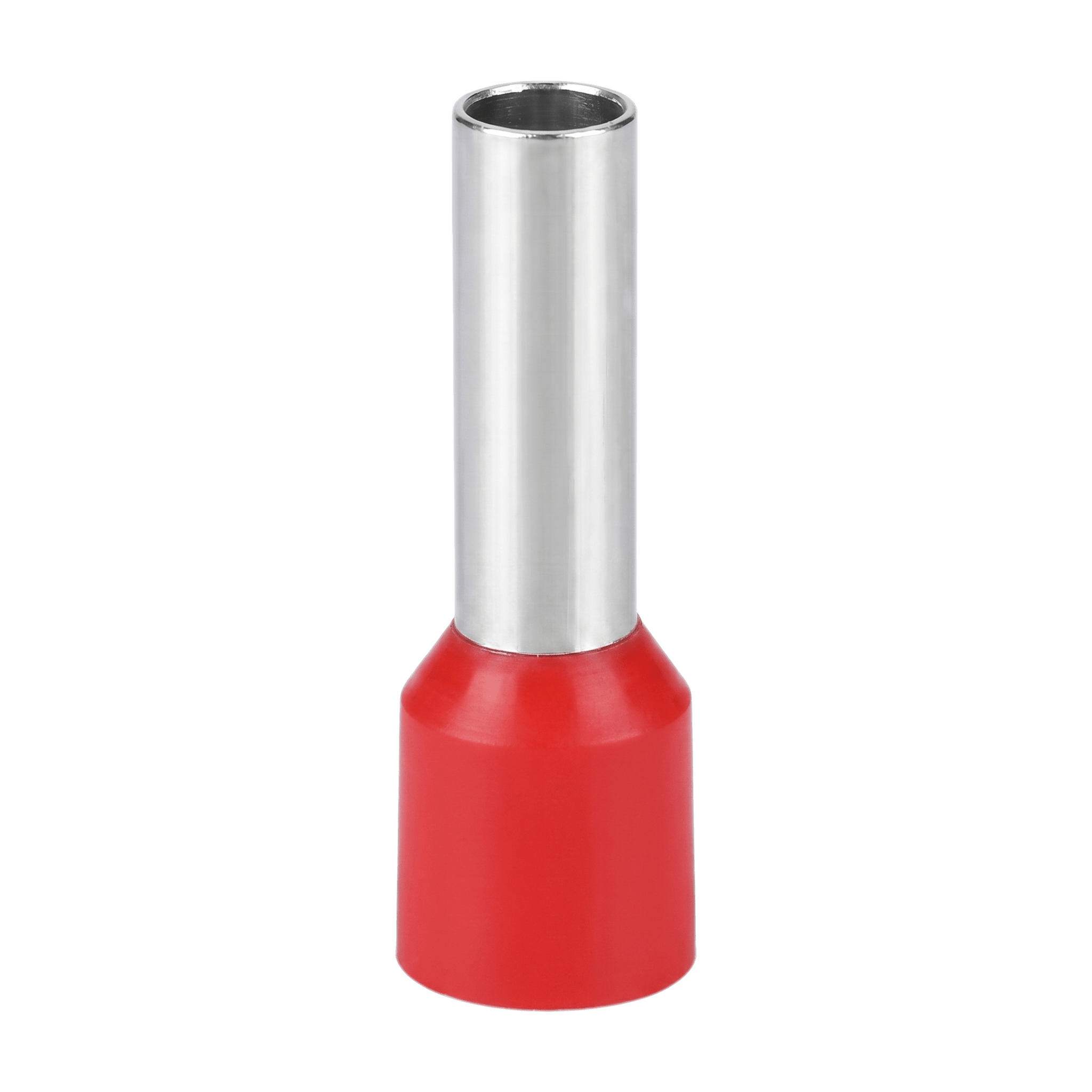 Conector Ferrule | 6AWG | 10mm²  | Conductor Latón Estañado  | Aislamiento PVC Rojo | 25 Piezas por Bolsa