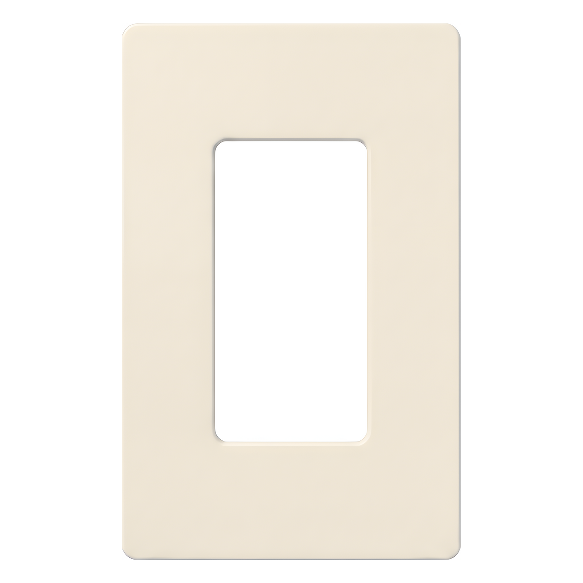 Placa de pared sin tornillos de 1 espacio, acabado satinado color Biscuit, para atenuadores y apagadores con abertura tipo designer de Lutron