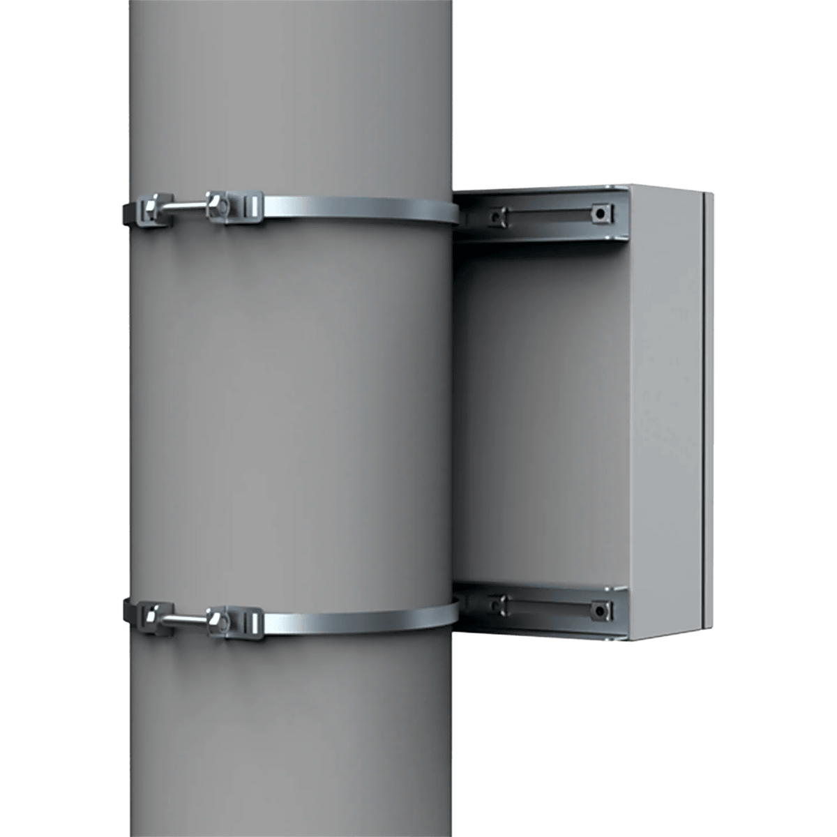 Kit de Fijación para Postes / Enclosure Pole Fixation / Acero Galvanizado / Carga Máxima 900 N / Diámetro Poste 80-250 mm (3.15-9.84 in) / 2 Perfiles + Accesorios