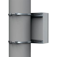 Kit de Fijación para Postes / Enclosure Pole Fixation / Acero Galvanizado / Carga Máxima 900 N / Diámetro Poste 80-250 mm (3.15-9.84 in) / 2 Perfiles + Accesorios