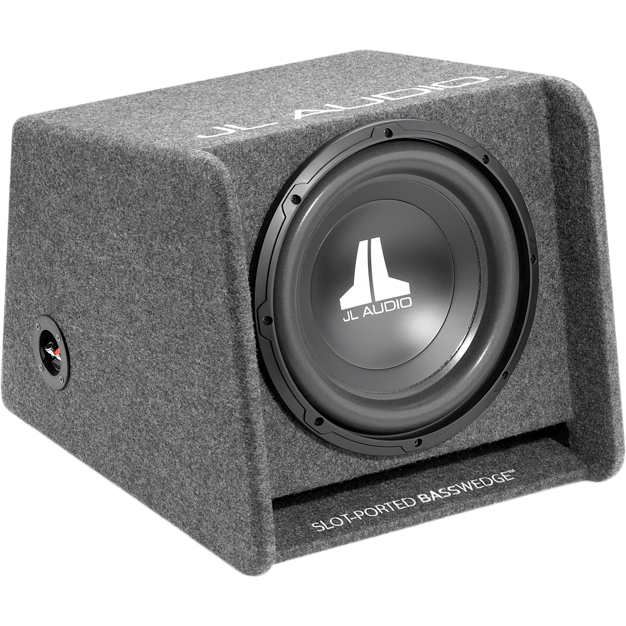 Subwoofer para automóvil / Carcasa BassWedge™ / Driver W0v3 de 10 pulgadas (25.4 cm) / 300 W RMS / 4 Ohmios / Respuesta 30 Hz - 200 Hz / Perfil Bajo / MDF con Alfombra