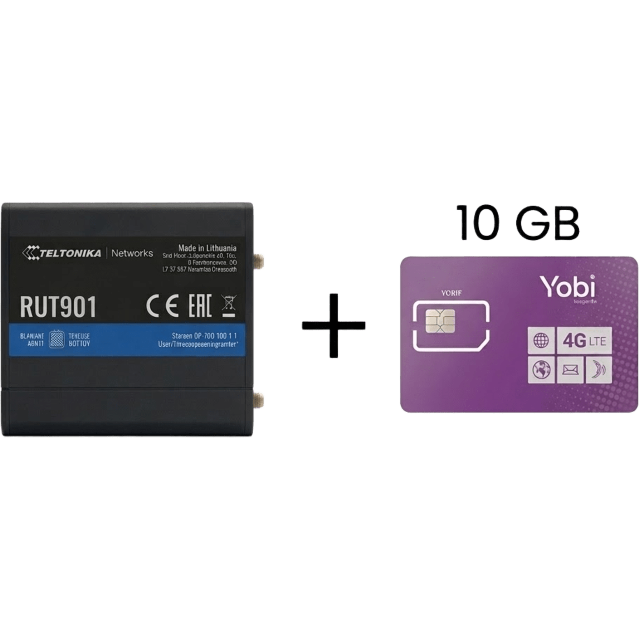 Router Teltonika LTE/4G RUT901 + SIM de YOBI de 10GB por Mes durante un año de servicio (solo datos)