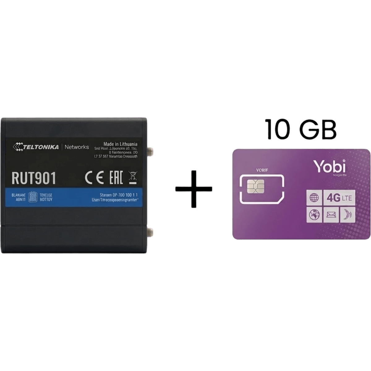 Router Teltonika LTE/4G RUT901 + SIM de YOBI de 10GB por Mes durante un año de servicio (solo datos)
