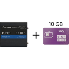 Router Teltonika LTE/4G RUT901 + SIM de YOBI de 10GB por Mes durante un año de servicio (solo datos)