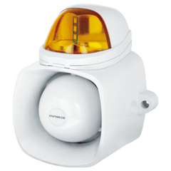 Sirena / Luz Estroboscópica Autónoma / Color Ambar  4 en 1 / IP65 / Uso Interior y Exterior / 12 Vcd / Múltiples Tipos de Notificación / Estroboscópica, de Sirena o de Audio /