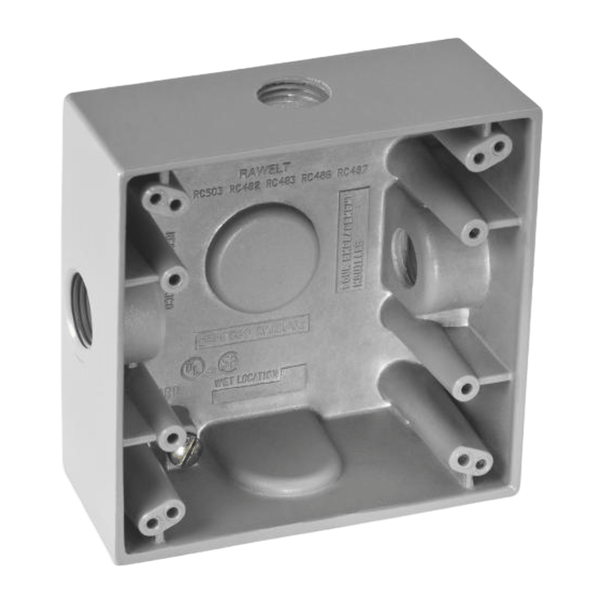Caja Cuadra de 1/2" a Prueba de  Intemperie/ Cuenta con 3 salidas.