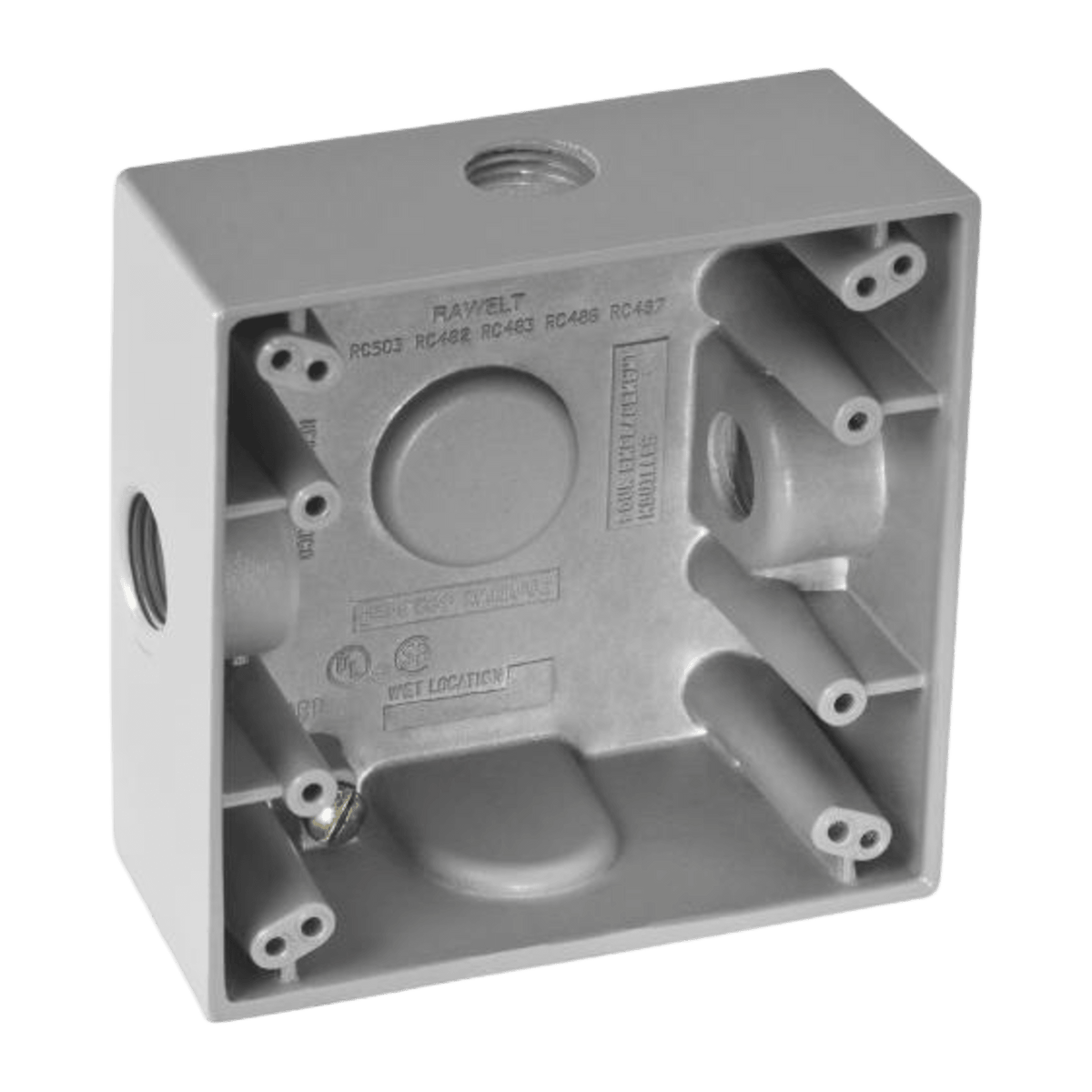 Caja Cuadra de 1/2" a Prueba de  Intemperie/ Cuenta con 3 salidas.