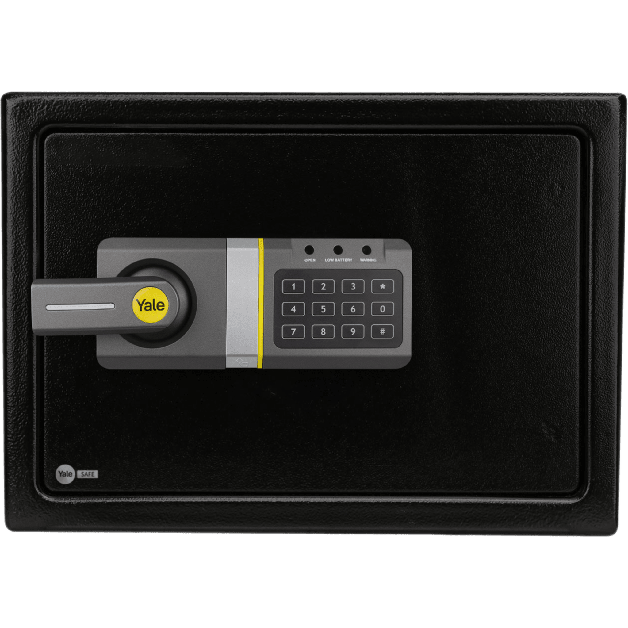 Caja Fuerte Residencial Electrónica / Apertura por Código y Llave / Medium / 350 x 250 x 250 mm (13.8 x 9.8 x 9.8 in) / Acero Reforzado / 2 Bulones / Alimentación 6 Vcc / Bloqueo por Intento Fallido