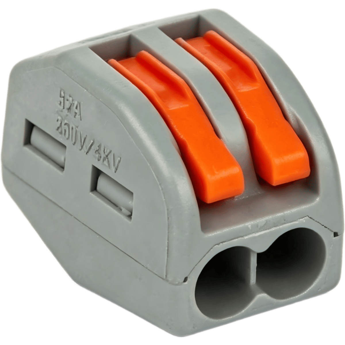 Conector Rápido Push-in con Palanca para Empalmes Eléctricos / Reutilizable y sin Herramientas / 2 Vías / 32 A / Paquete con 100 Piezas