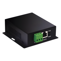 Convertidor PoE Industrial / Entrada PoE 802.3 af/at / Salida PoE pasivo 24V / Conexión plug and play / Alcance de hasta 100 metros / Ideales para Enlaces Inalámbricos