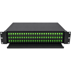 Distribuidor de Fibra Óptica (ODF) para 72 Empalmes, con 72 Acopladores SC/APC y 72 Pigtails SC/APC, para Rack de 19, 3 UR