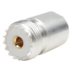Adaptador UNIDAPT Hembra a UHF Hembra (SO-239). Plata-Oro-Teflón.