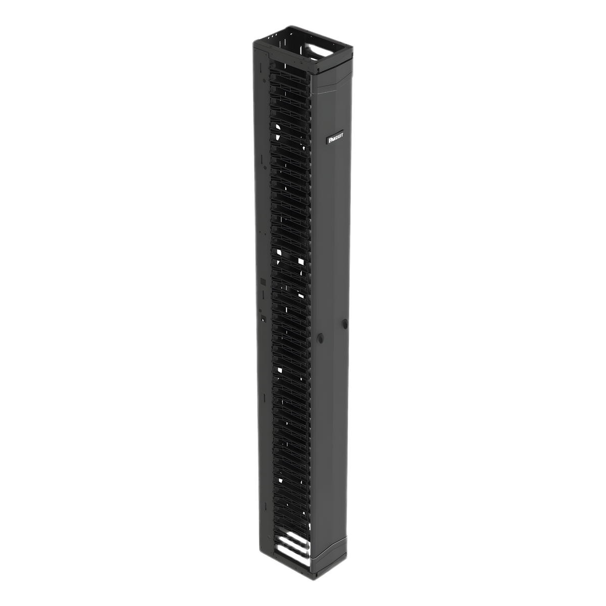 Organizador Vertical PatchRunner™, Sencillo (Solo Frontal), Para Rack Abierto de 45 Unidades, 8 in de Ancho, Color Negro
