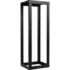 Rack de Cuatro Postes Estándar de 19", Rieles Con Orificio Para Tuerca Enjaulada, Profundidad Ajustable de 23 a 42 in, 45 Unidades de Rack, Color Negro