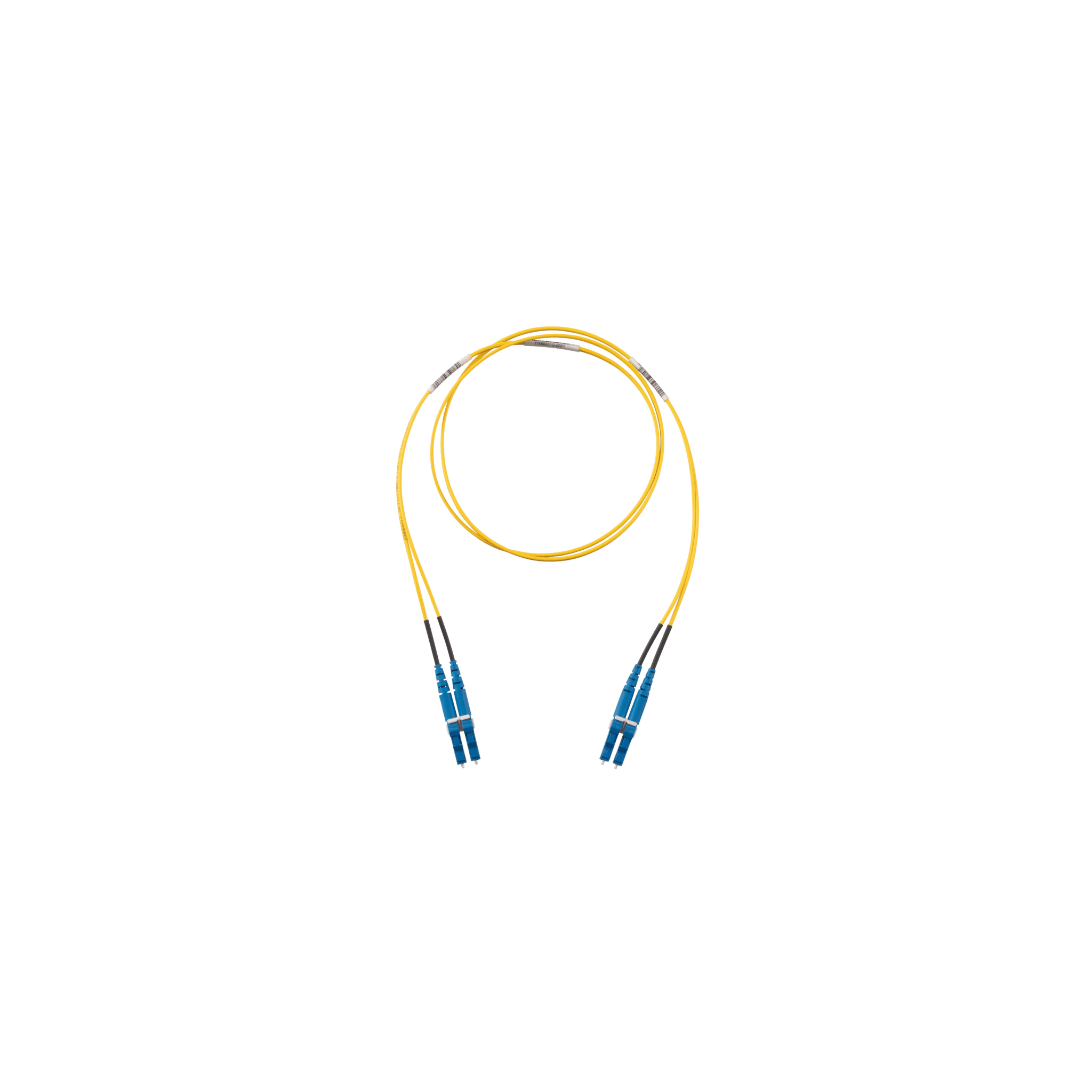 Jumper de Fibra Optica Monomodo 9/125 OS2, LC-LC Duplex, LSZH (Cero Halógenos), Color Amarillo, 1 Metro (3.28 Pies)