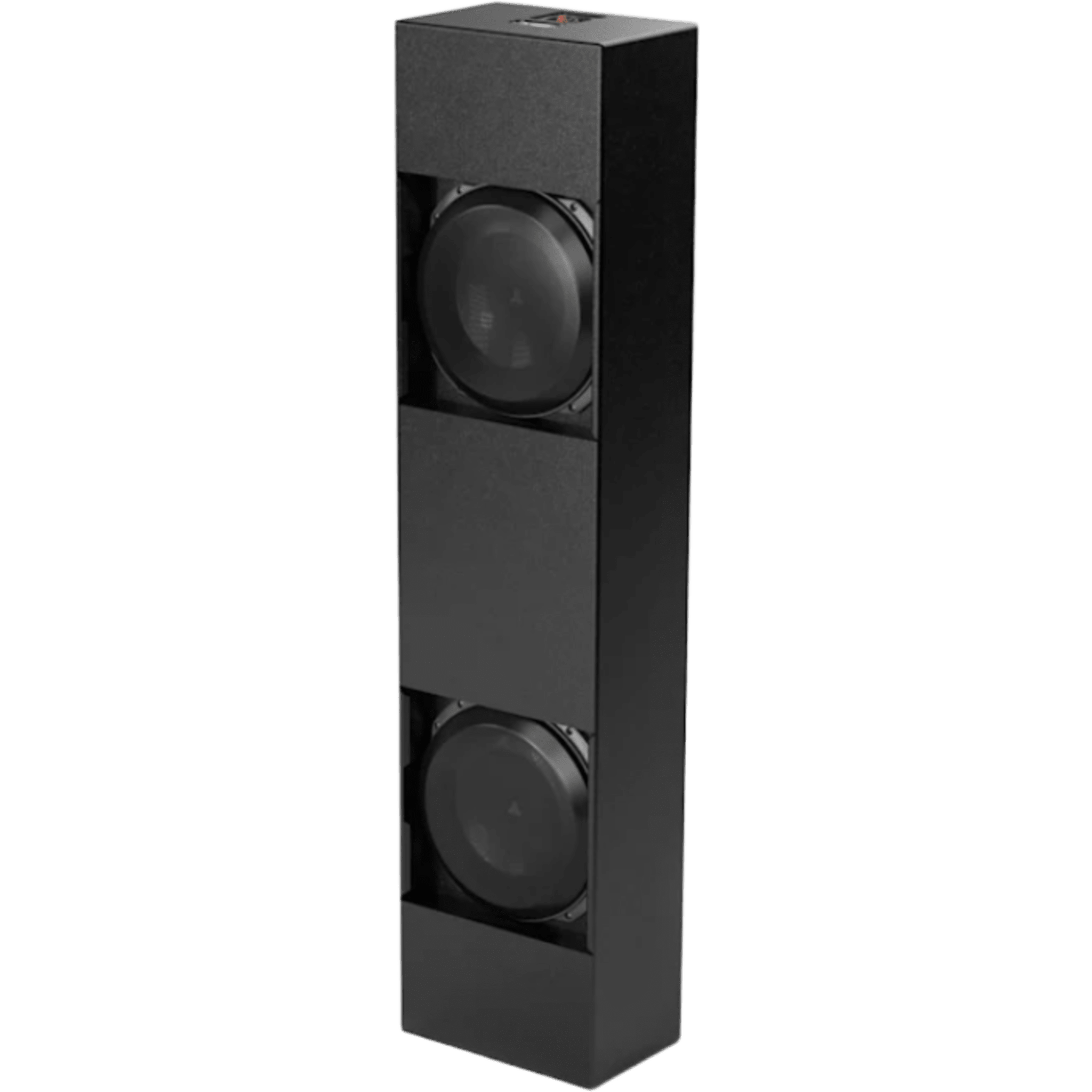 Subwoofer de Cine Personalizado / Dual 13.5″ / Carcasa Sellada Profunda 9″ (229 mm) / Dimensiones 1504 x 356 x 229 mm (59.20 x 14 x 9 in) / Potencia RMS 2000 W / Respuesta de Frecuencia 22 Hz-150 Hz / Acabado Texturizado Negro / Rejillas Inclu