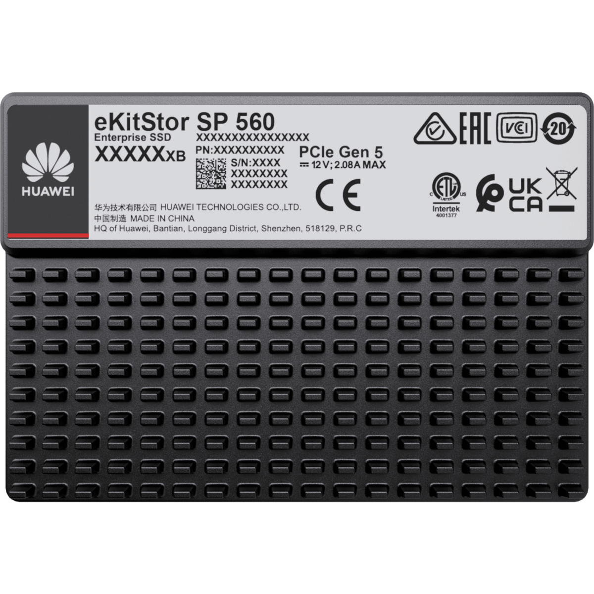 Unidad de Estado Sólido (SSD Huawei eKitStor SP 560) Empresarial de 3.84 TB / NVM2 2.0 / U.2 de 2.5'' / PCle 5.0 x4 / 14,800 MB/s Lectura / 8,500 MB/s Escritura / Almacenamiento empresarial y big data