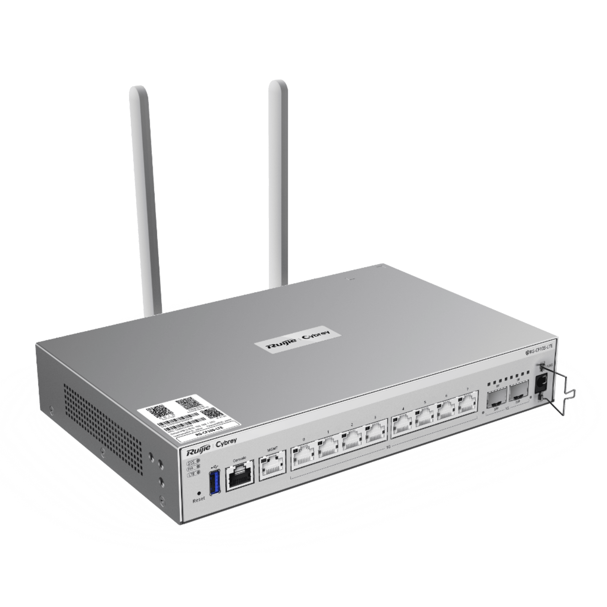 Firewall de Próxima Generación RG-CF10S-LTE / 7 Gbps Throughput / 8 Puertos Gigabit + 2 SFP / LTE Integrado / Gestión Cloud / Protección de Amenazas 500-700 Mbps / IA Integrada / 1 RU Rack / Línea Cybrey