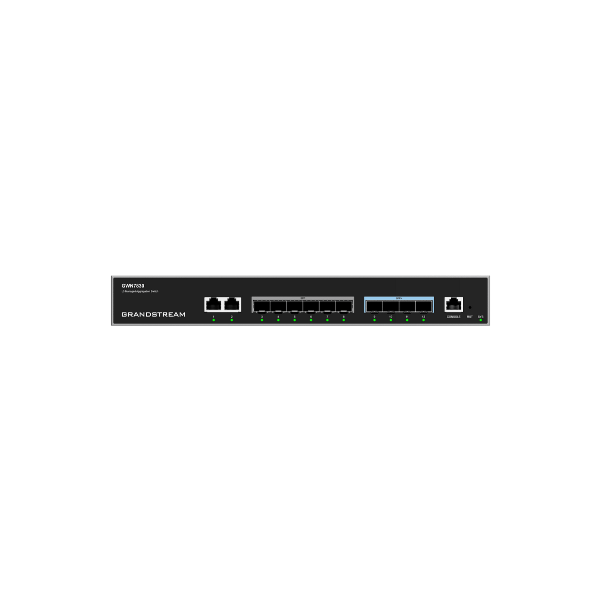 Switch de Agregación Capa 3 GWN7830 / 2 Puertos Gigabit Ethernet / 6 Puertos Gigabit SFP / 4 Puertos 10Gigabit SFP+ / QoS Integrada / Soporte IPv6 e IPv4 / Seguridad Avanzada / Stacking /