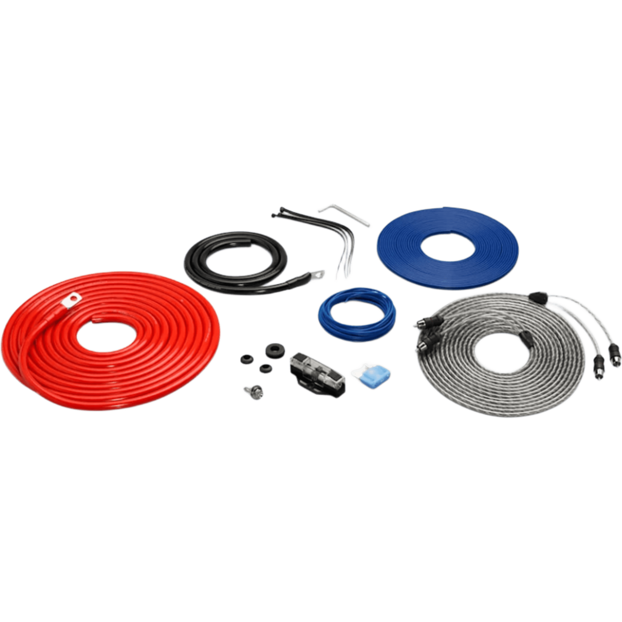 Kit de Conexión para Amplificador / Capacidad 60 A / 1 Amplificador Compatible / Rango de Fusible Recomendado 30 a 60 A / Cable de Alimentación 5.18 m (17 ft) / Cable de Tierra 0.91 m (3 ft) / Cable de Encendido Remoto 5.18 m (17 ft) / Cable