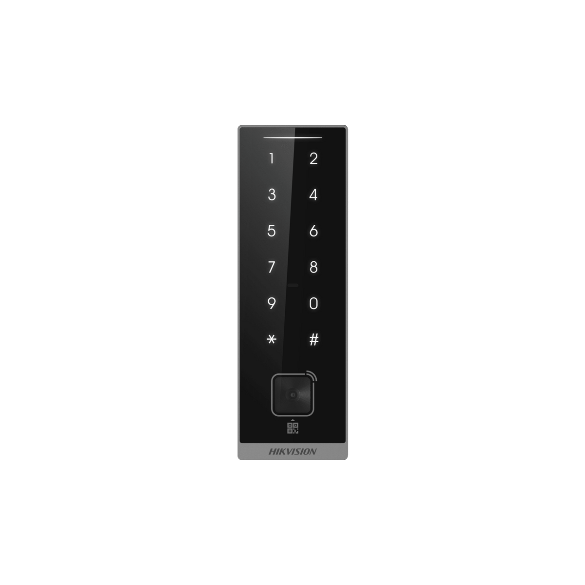 Teclado Esclavo con Lector de Tarjetas Virtuales Bluetooth y Códigos QR / Tarjetas MIFARE y PROX EM / Contraseñas / RS-485 Wiegand OSDP / Frecuencias 13.56 MHz y 125 KHz / Autenticación Tarjeta PIN QR Bluetooth / Táctil