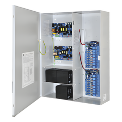 Fuente de poder DUAL ALTRONIX de 12 Vcc @ 9.3 Amper, y 24 Vcc @ 9.6 Amper con 16 salidas, con capacidad de batería de respaldo, requiere batería, para aplicaciones de control de acceso, alarmas, CCTV, con voltaje de entrada en 120 Vca