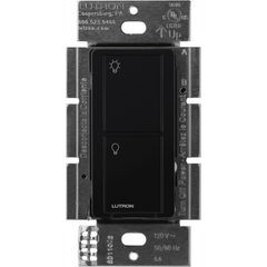 Interruptor de pared inalámbrico on/off de 2 botones, 5 A para LED/CFL, voltaje dual 120/277 V sin cable neutro, compatible con control Pico y sensores Radio Powr Savr
