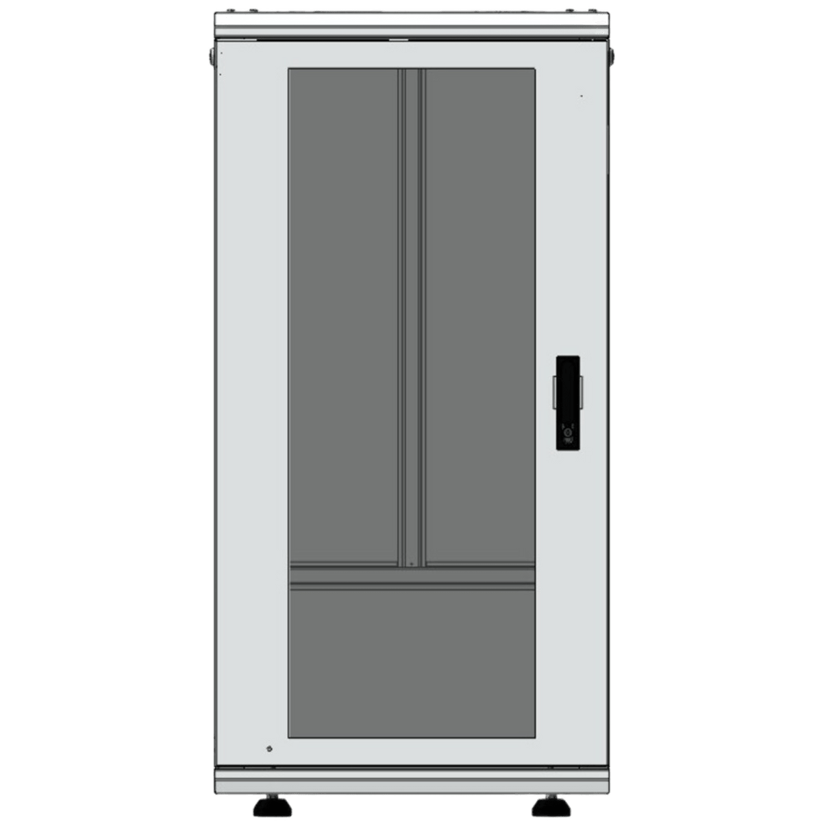 Gabinete Rack 24 Unidades / 19 Pulgadas / Puerta de Cristal / Piso / Acero Calibres 16-18-20 / 750 Kg Carga / 600x605x1190 mm (23.6x23.8x46.9 in) / Vidrio con Cerradura