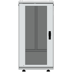 Gabinete Rack 24 Unidades / 19 Pulgadas / Puerta de Cristal / Piso / Acero Calibres 16-18-20 / 750 Kg Carga / 600x605x1190 mm (23.6x23.8x46.9 in) / Vidrio con Cerradura