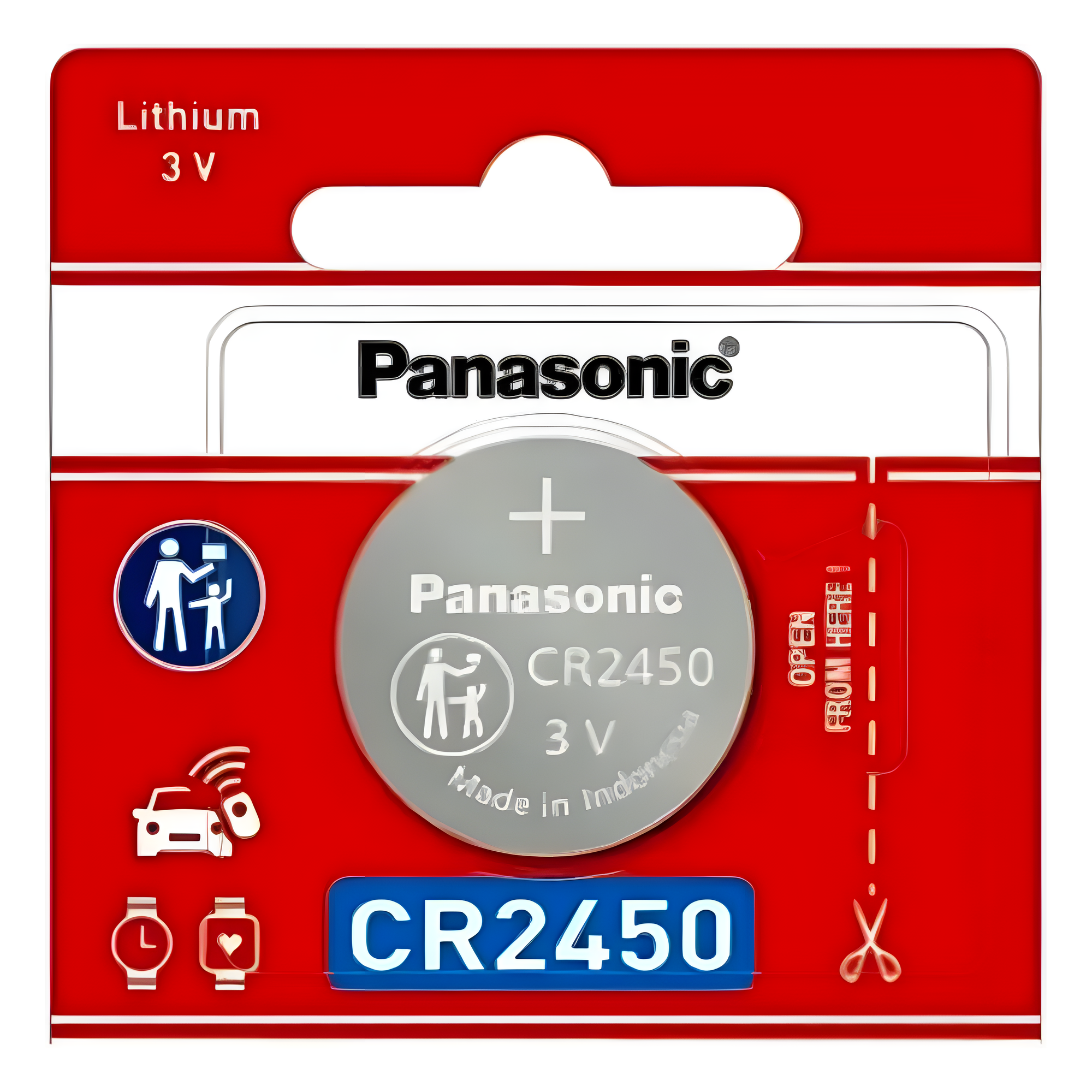 Batería de Litio tipo Moneda 3V / CR2450/ 1pza ( Batería no recargable )