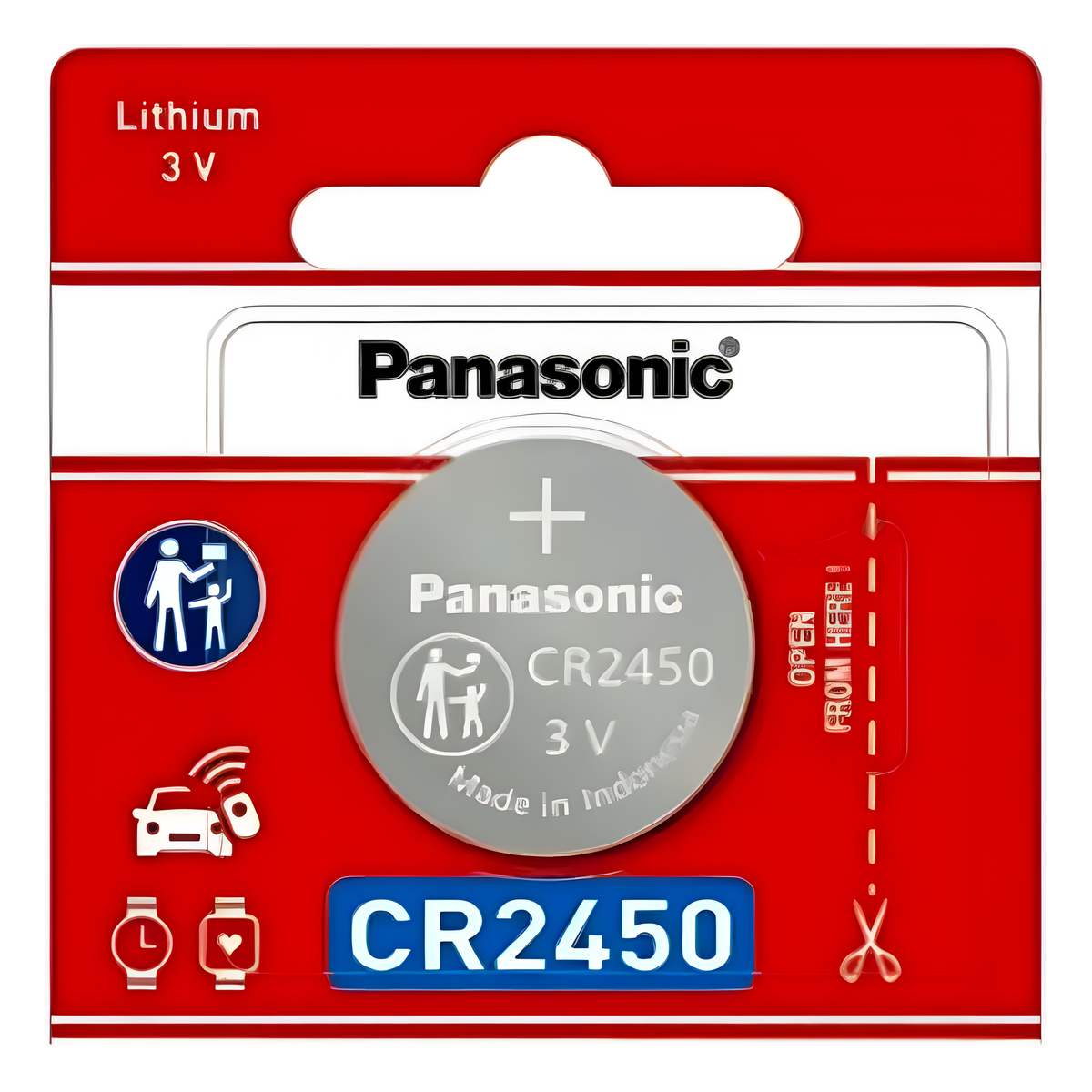Batería de Litio tipo Moneda 3V / CR2450/ 1pza ( Batería no recargable )