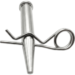 Pasador Cónico + R-clip Set / Compatible con Truss 40x40 cm / Acero de Alta Resistencia Forjado / Galvanizado / Zincado / Largo 92 mm (3.6 in) / Espiga 16 mm (0.6 in) / Cabezal 19 mm (0.7 in)