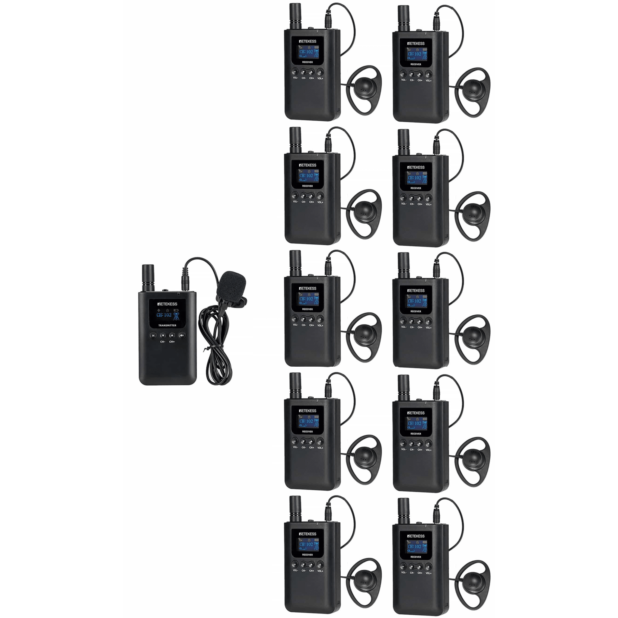 Kit para guía turístico de 1 transmisor y 10 receptores