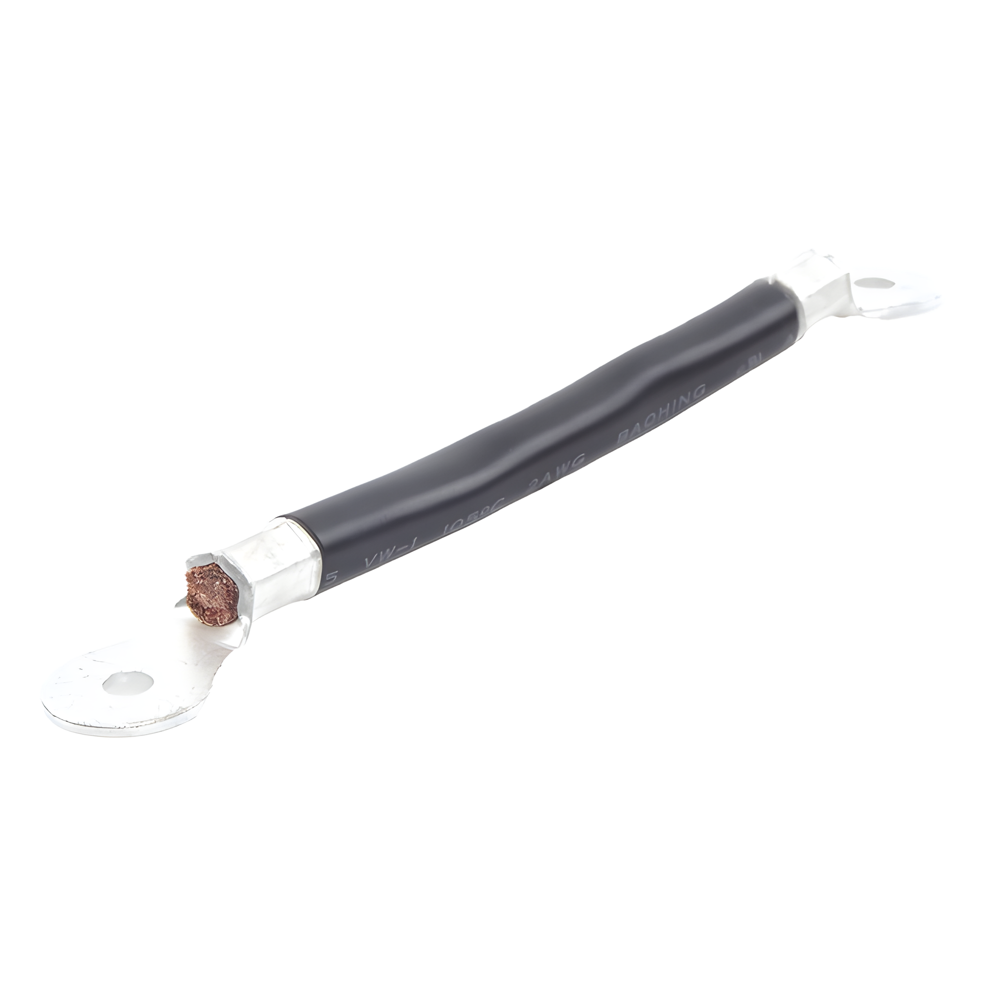 Cable para Baterías, 0.2m, Negro, Calibre 2 AWG con Terminales de Ojo en Ambos Extremos