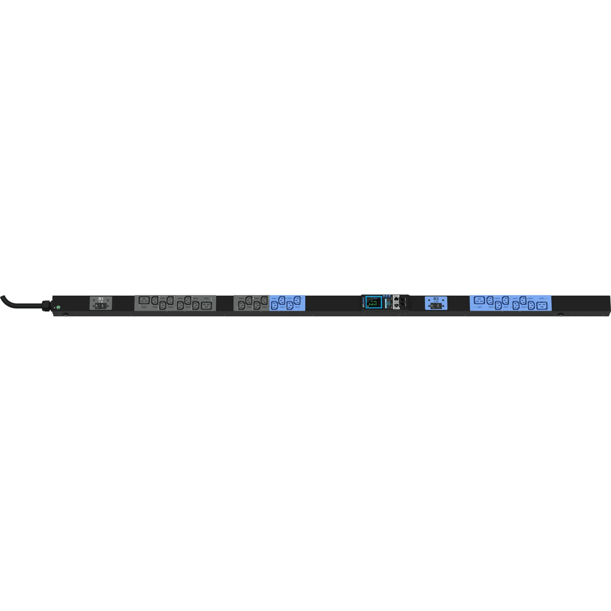 PDU Inteligente Enlogic / 24 Tomas (20) C13 + (4) C19 / 230 Vca Monofásico 32 A / 7.4 kVA / Medición y Switcheo por Toma / 2 Breakers 16 A / 0U Vertical 1.80 m (5.9 ft)