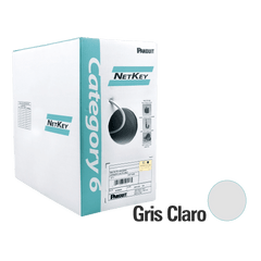 Bobina de Cable UTP 305 Metros (1000 Pies) de Cobre, NetKey, Gris Claro, Categoría 5e (24 AWG), PVC (CM), de 4 Pares