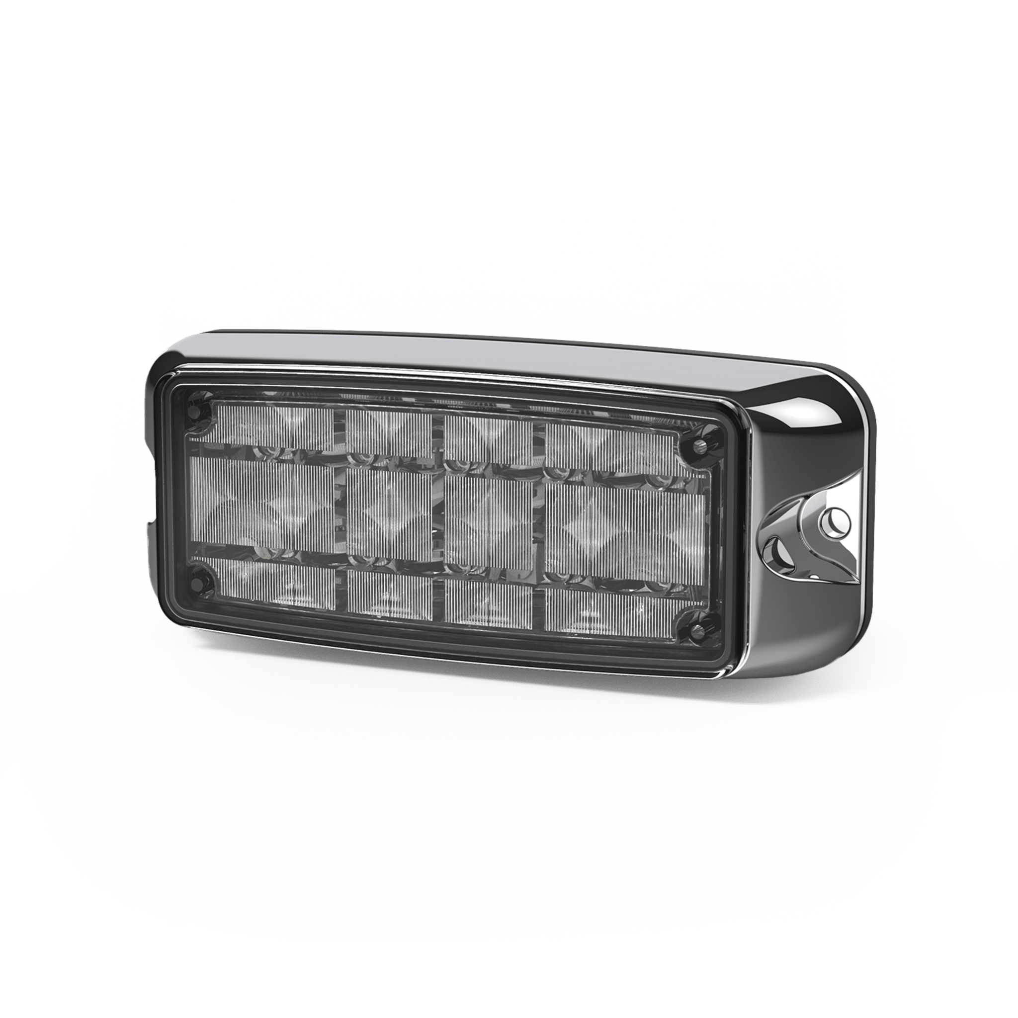 Luz de Advertencia de 5x2 Pulgadas 10 LED, Rojo/Azul, Lente Transparente, Bisel Cromado