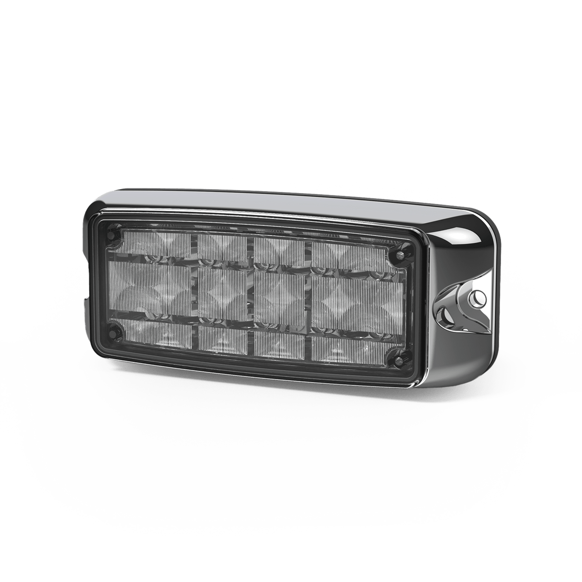 Luz de Advertencia de 5x2 Pulgadas 10 LED, Rojo/Azul, Lente Transparente, Bisel Cromado