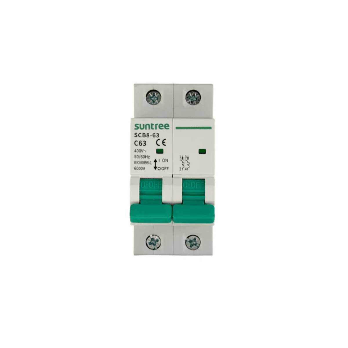 Protección Térmica/ Interruptor 2P, 32 A,  Corriente Alterna 400Vca para Aplicación Fotovoltaica Montaje Riel DIN